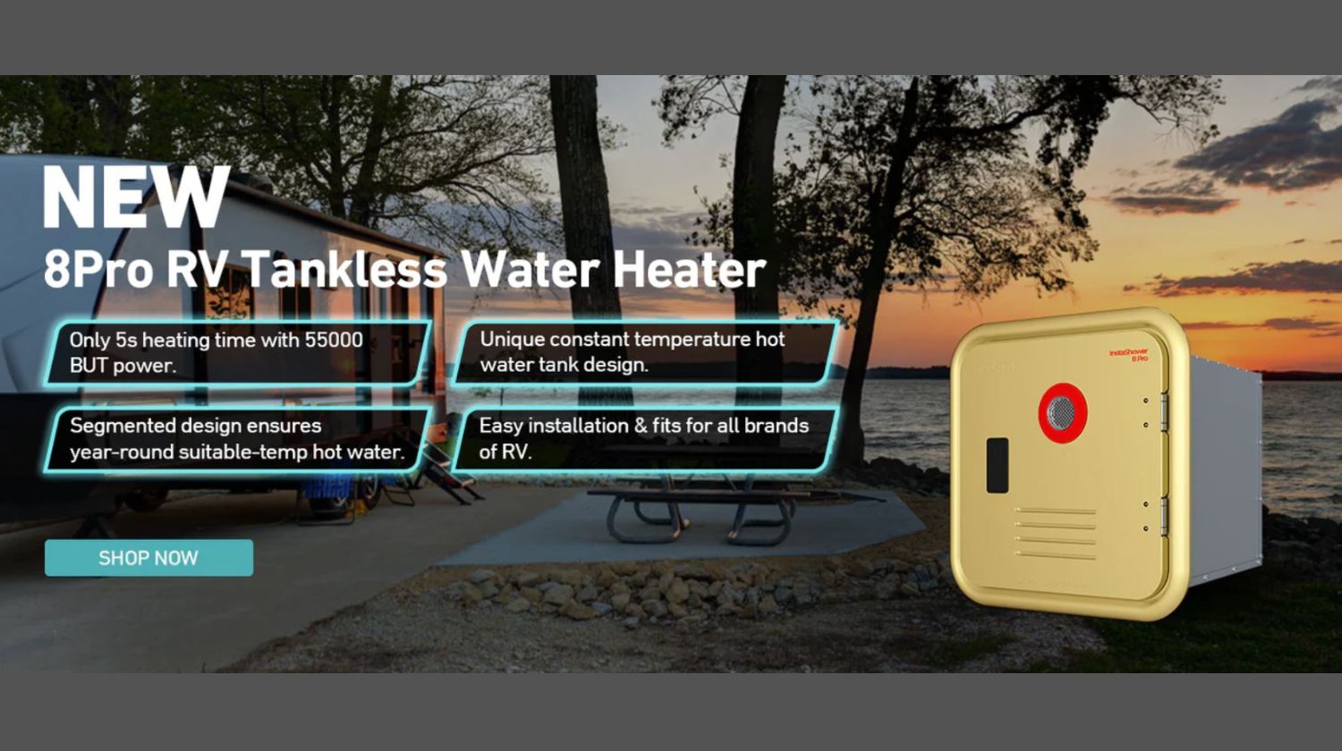 20th Anniversary - New RV Tankless Water Heater, 8pro (55000 BTU RV)