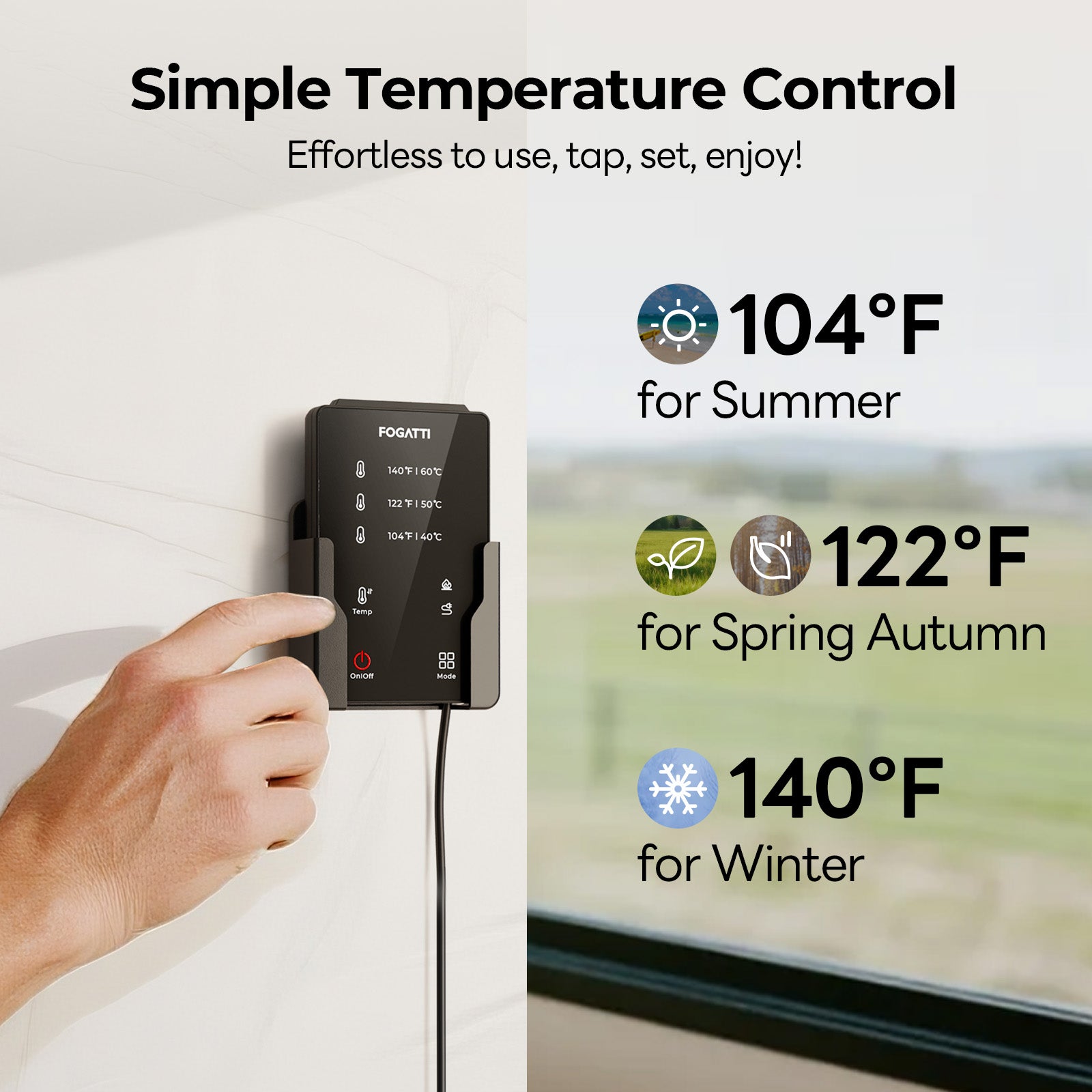 FOGATTI 10 Gallon RV Hot Water Heater, Propane/Electric Heating, Bulit-in Lifetime Anode Rod-HybridShower 10 Ultra