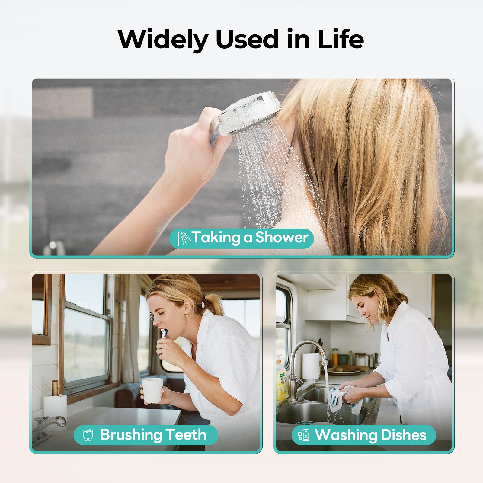 FOGATTI 10 Gallon RV Hot Water Heater, Propane/Electric Heating, Bulit-in Lifetime Anode Rod-HybridShower 10 Ultra