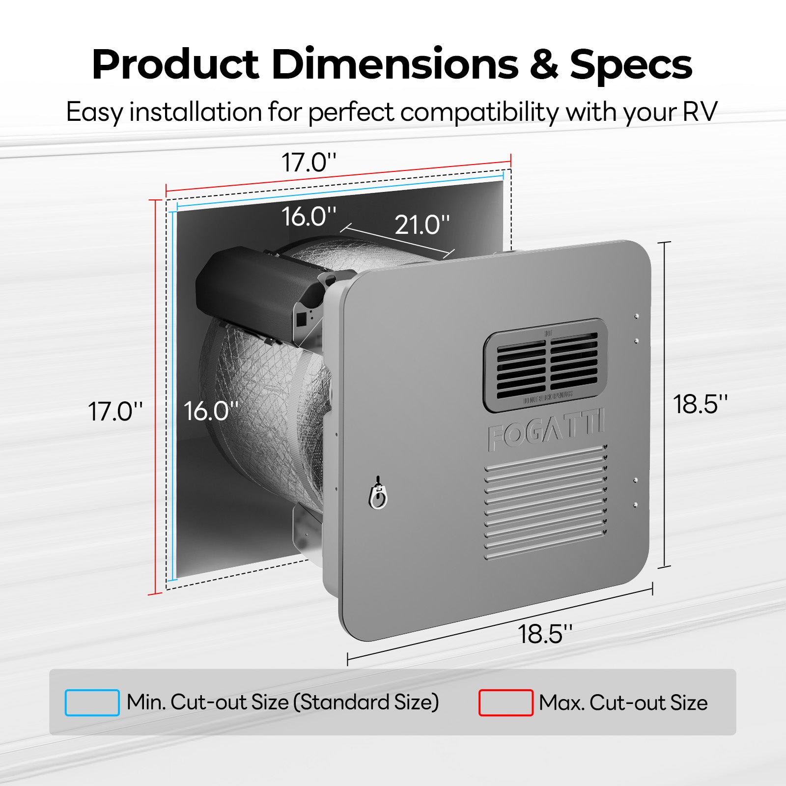 FOGATTI 10 Gallon RV Hot Water Heater, Propane/Electric Heating, Bulit-in Lifetime Anode Rod-HybridShower 10 Ultra