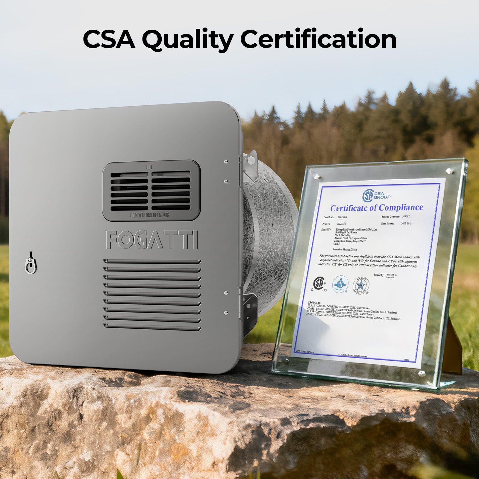 FOGATTI 10 Gallon RV Hot Water Heater, Propane/Electric Heating, Bulit-in Lifetime Anode Rod-HybridShower 10 Ultra