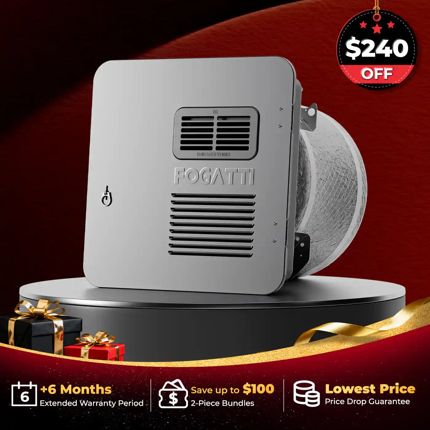 FOGATTI 10 Gallon RV Hot Water Heater, Propane/Electric Heating, Bulit-in Lifetime Anode Rod-HybridShower 10 Ultra