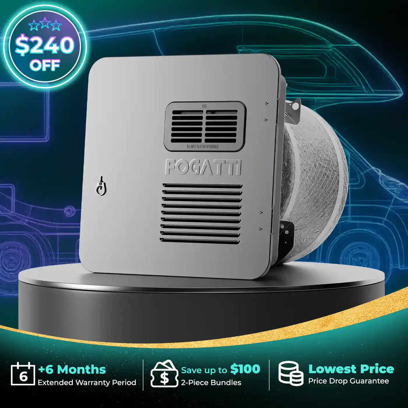 FOGATTI 10 Gallon RV Hot Water Heater, Propane/Electric Heating, Bulit-in Lifetime Anode Rod-HybridShower 10 Ultra