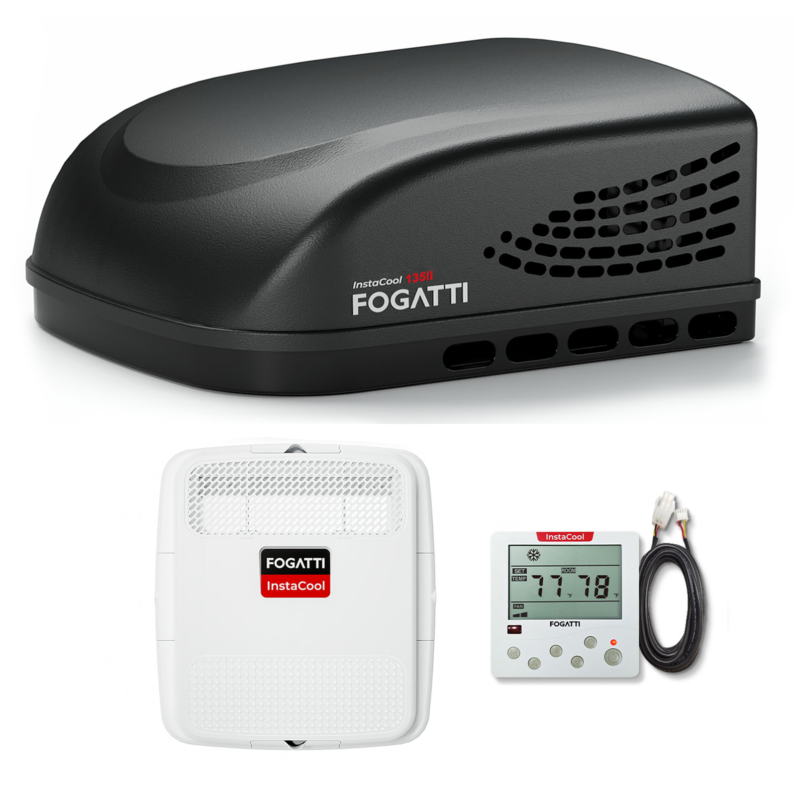 Fogatti InstaCool 13,500 BTU RV Rooftop Air Conditioner | Replaceable Ducted/Non-Ducted RV AC