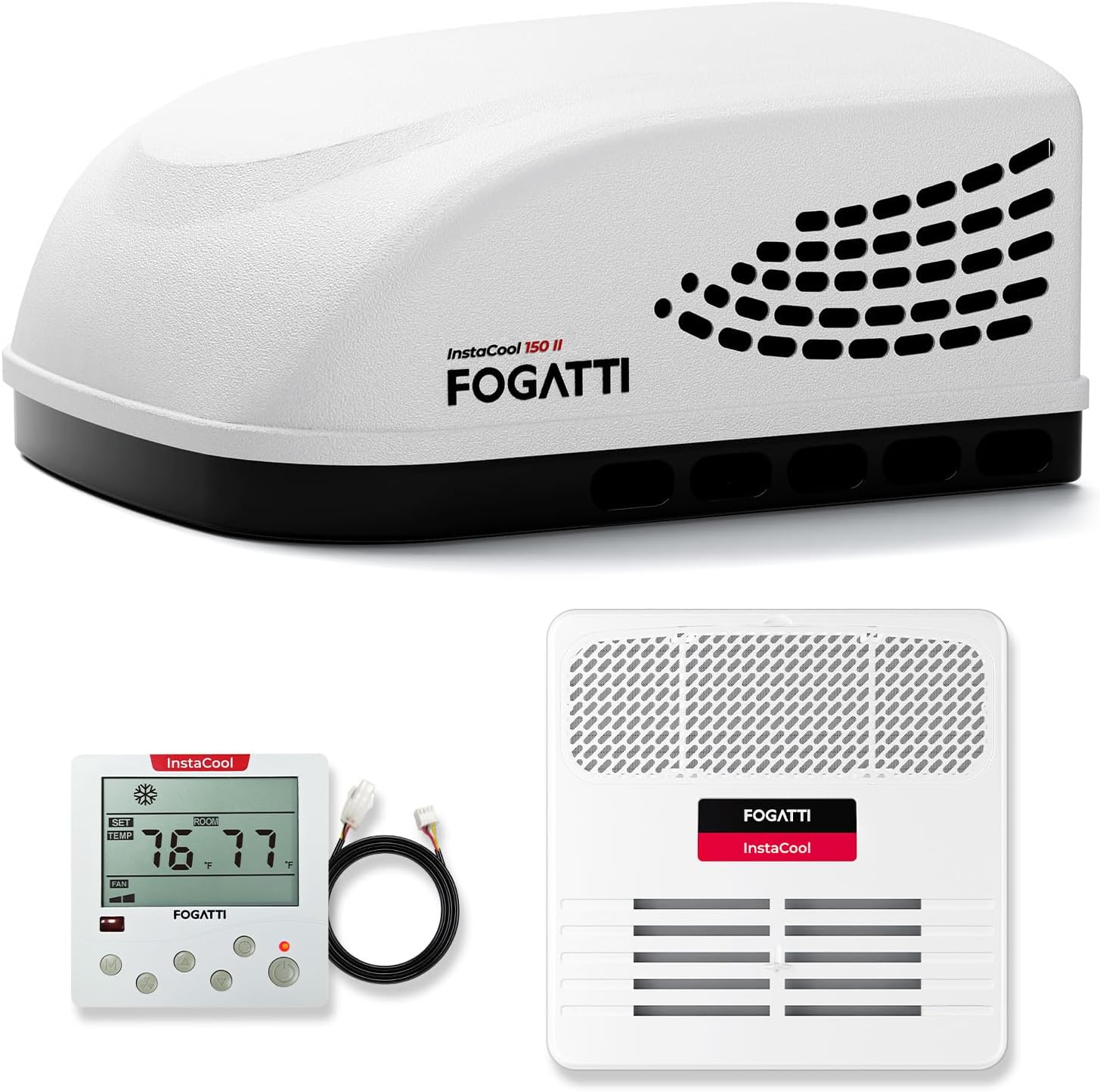 Fogatti InstaCool 15,000 BTU RV Rooftop Air Conditioner | Heat&Cool | Replaceable Non-Ducted/Ducted RV AC | 115V(AC)