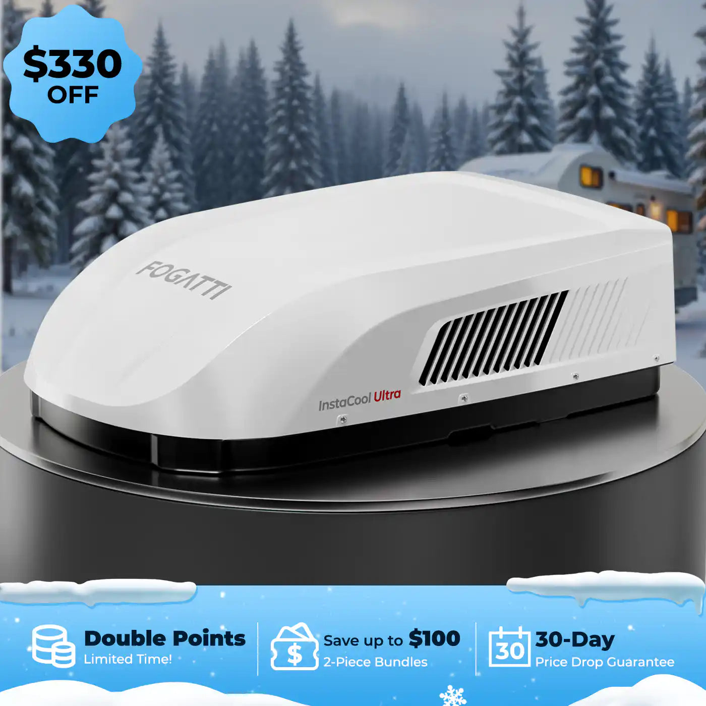 Fogatti InstaCool Ultra RV Air Conditioner |16,000 BTU Cooling with Heating | Non-Ducted