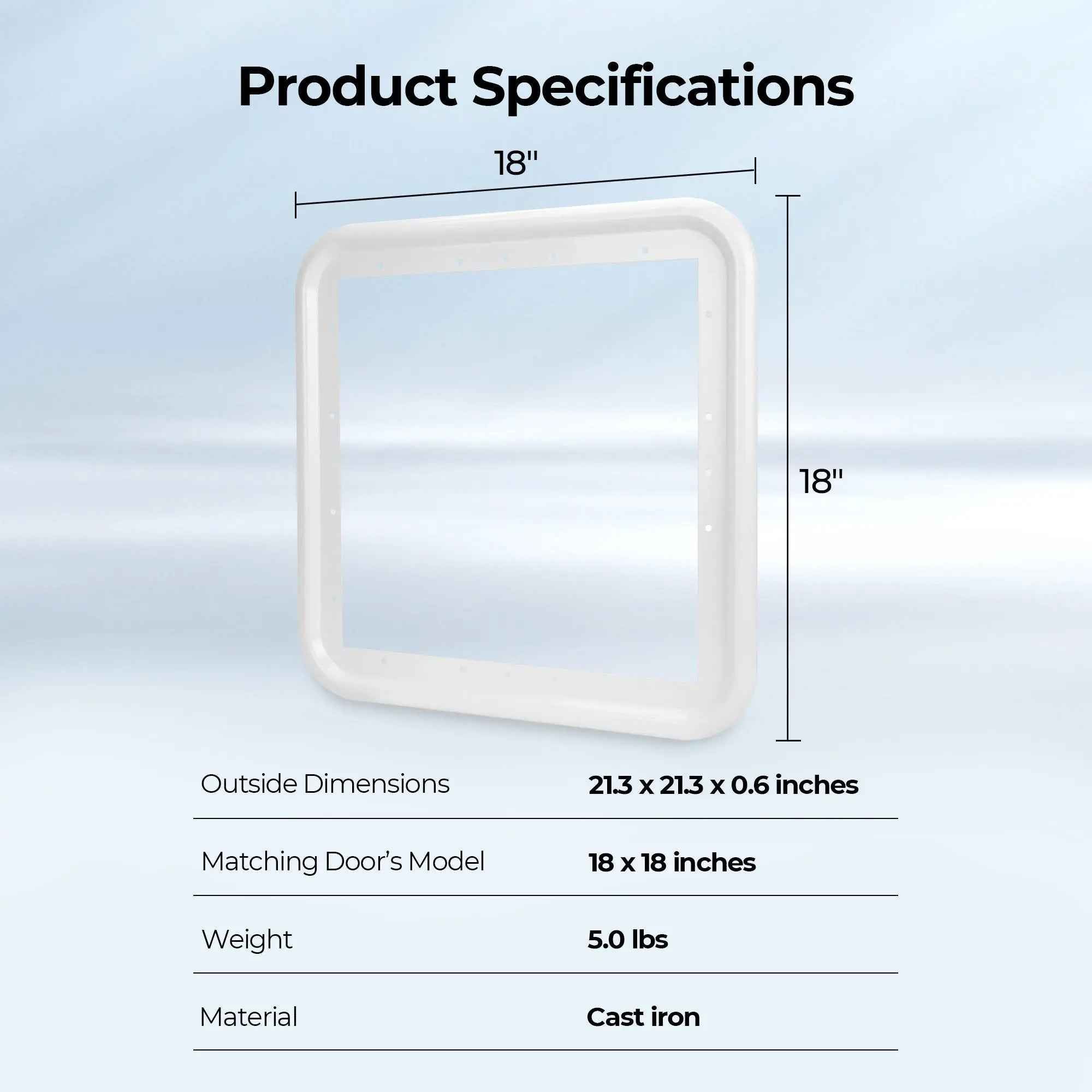 Open Box - FOGATTI RV Water Heater Door Trim Ring. Only for FOGATTI 18 x 18-inch Water Heater Door