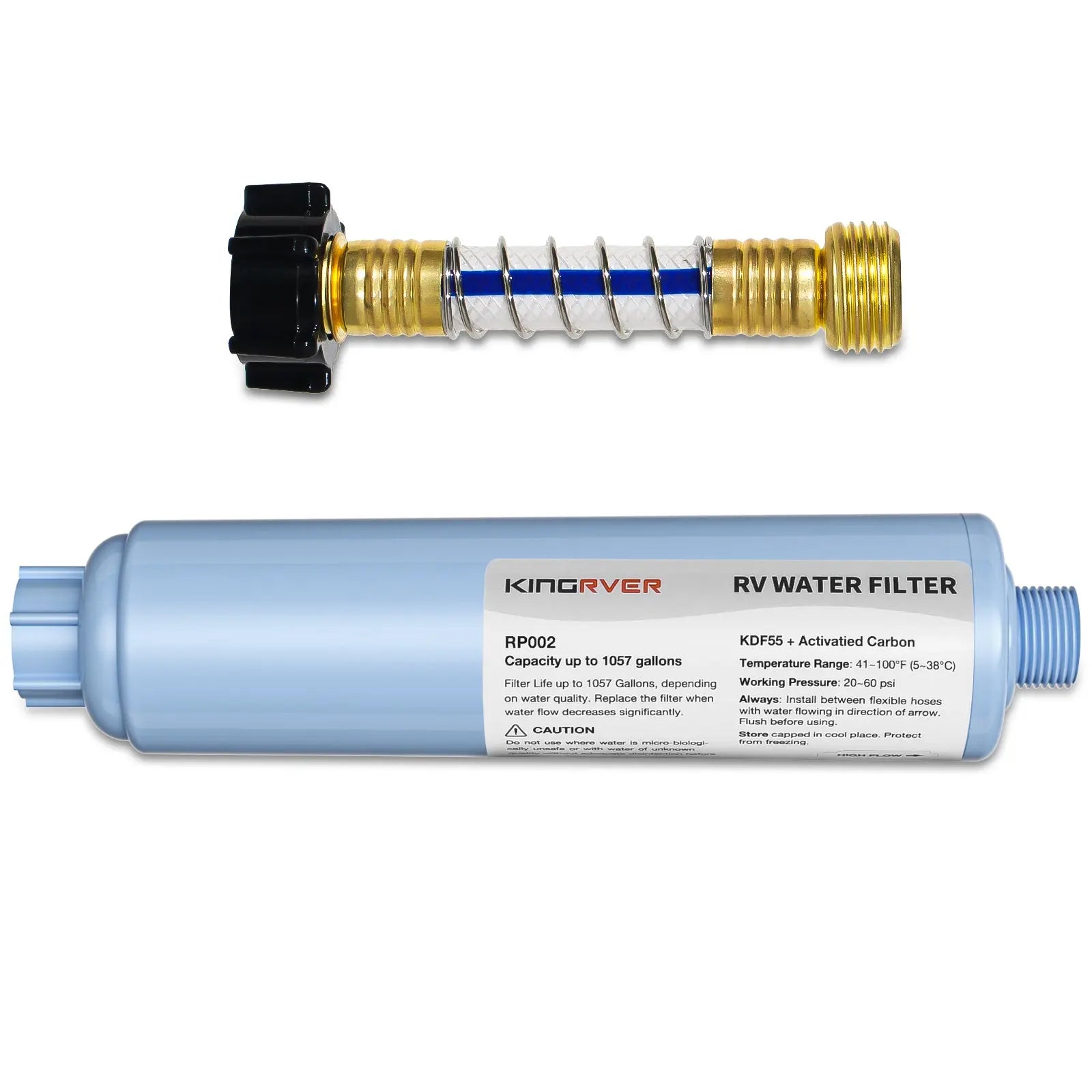 RV Camper Inline Water Filter Reduce Chlorine Camping Water Hose Filter