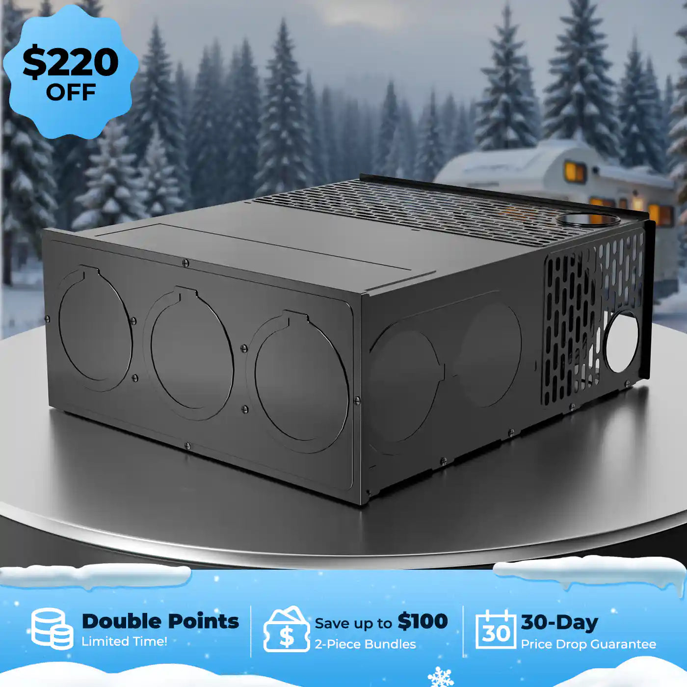 Fogatti InstaHeat 25K BTU RV Furnace, LP Gas Smart Triple Explosion-Proof, Easy Install