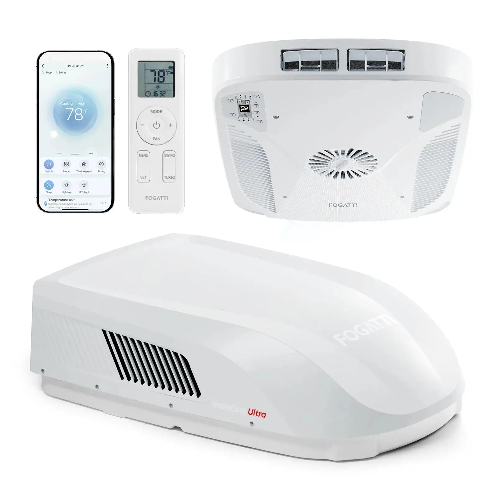 Open Box - Fogatti InstaCool Ultra Air Conditioner | 15,000 BTU Cooling | 12,000 BTU Heating | Replaceable Non-Ducted RV AC | 115V(AC)