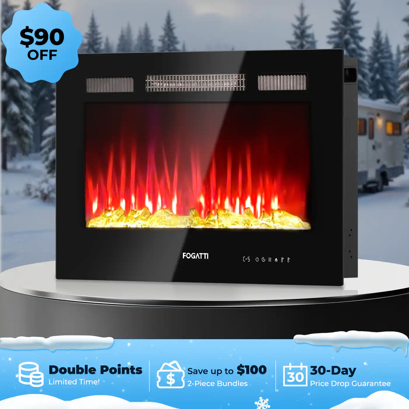 Fogatti 30 Inches RV Electric Fireplace