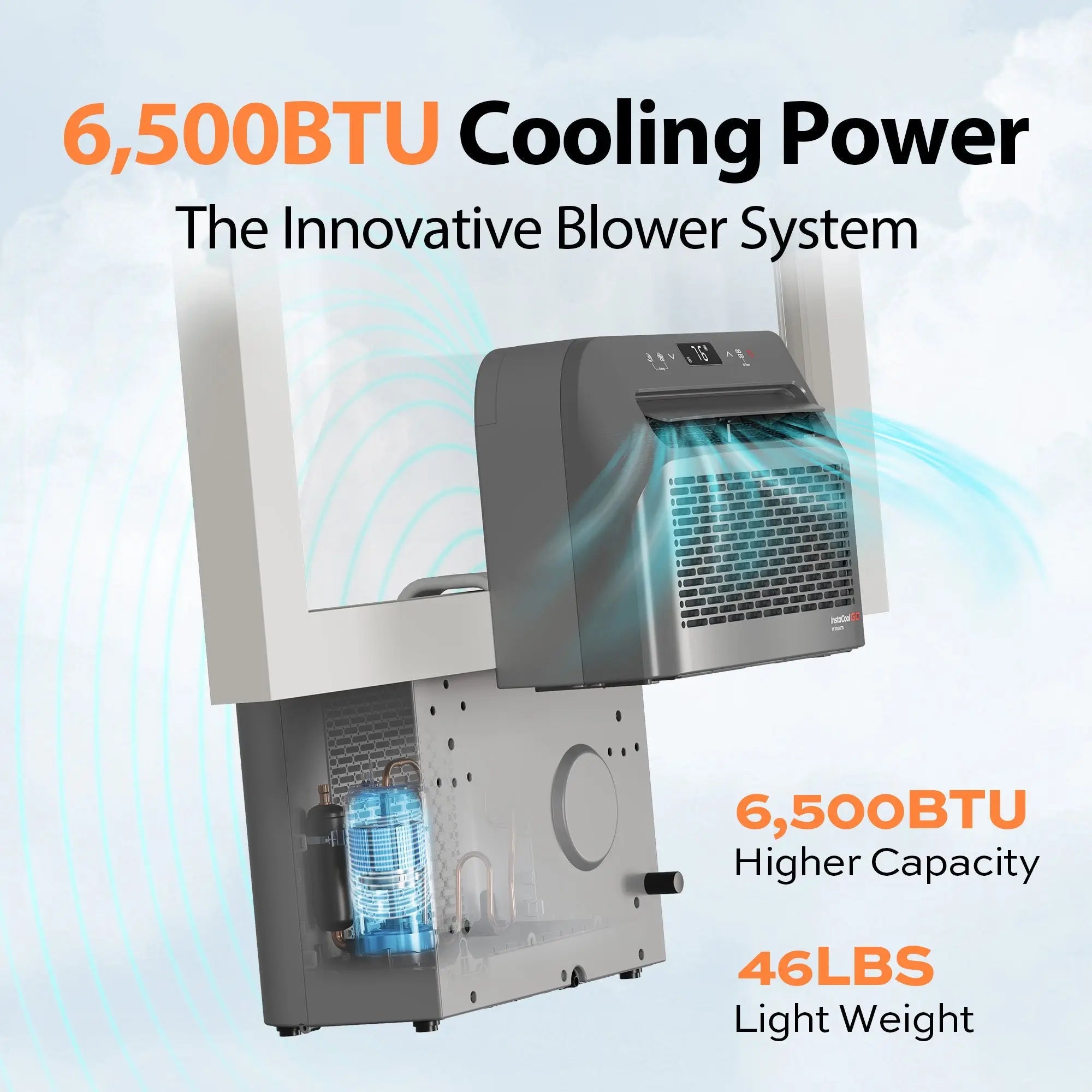 Fogatti InstaCool Go Portable Window Air Conditioner, 6500 BTU Mini Split, U Shaped