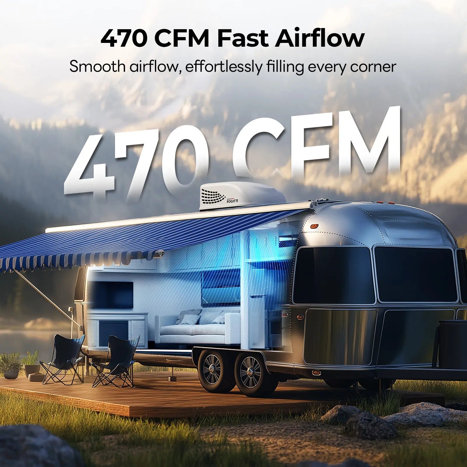 Fogatti InstaCool 15,000 BTU RV Rooftop Air Conditioner | Heat & Cool | Replaceable Non-Ducted/Ducted RV AC | 115V(AC)