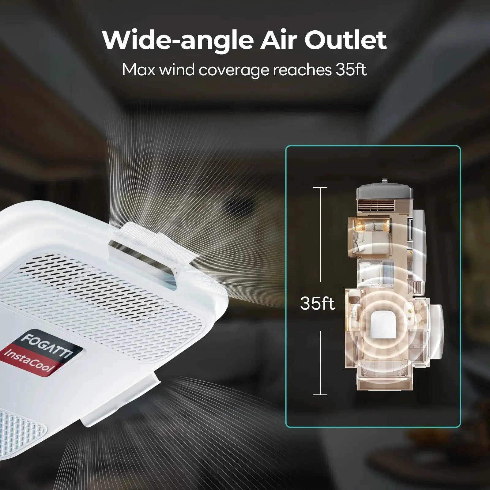 Fogatti InstaCool 15,000 BTU RV Rooftop Air Conditioner | Heat & Cool | Replaceable Non-Ducted/Ducted RV AC | 115V(AC)