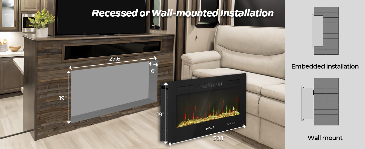 Recessed or Wall-mounted installation