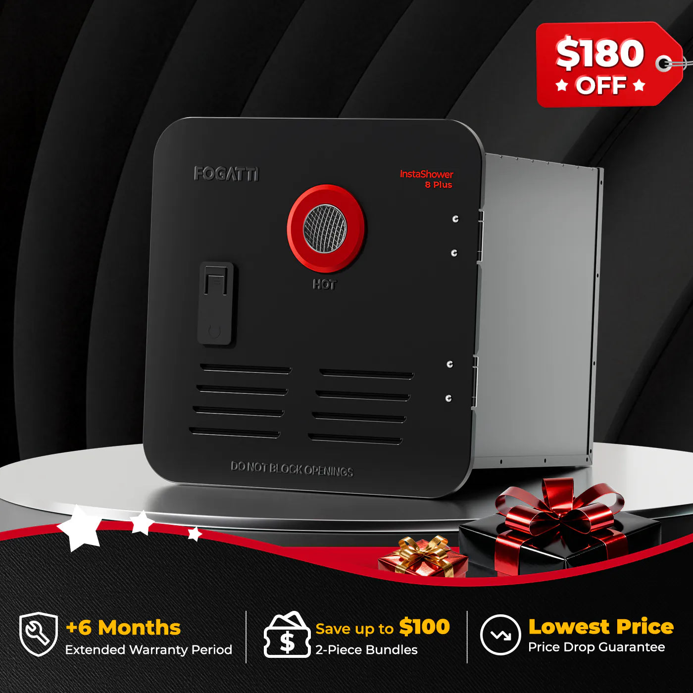 Fogatti InstaShower 8 Plus, 55,000 BTU RV Tankless Water Heater with Door