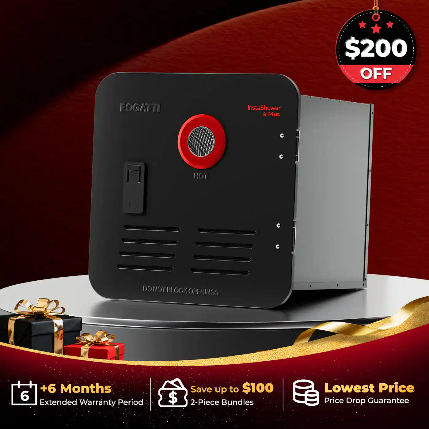 Fogatti InstaShower 8 Plus, 55,000 BTU RV Tankless Water Heater with Door