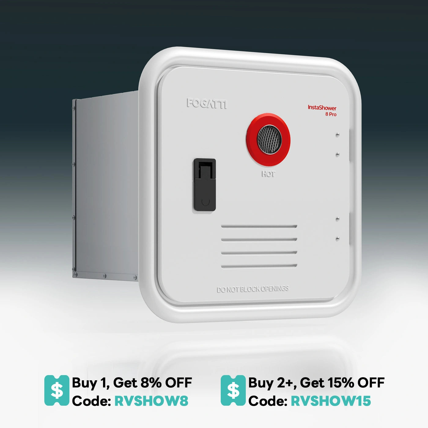 FOGATTI InstaShower 8 Pro,60,000 BTU RV Tankless Water Heater