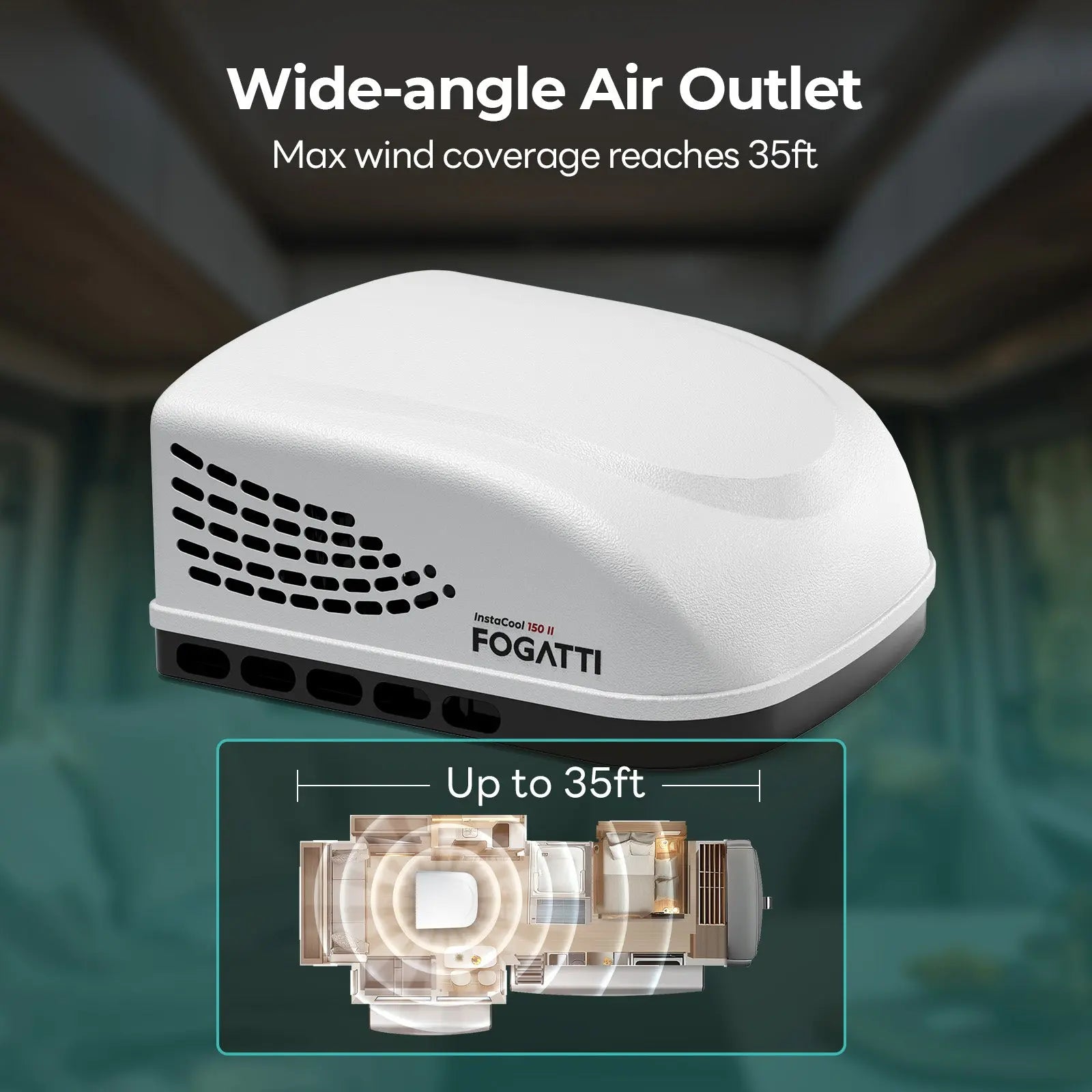Fogatti InstaCool 15,000 BTU RV Rooftop Air Conditioner | Fast Cool | Replaceable Ducted/Non-Ducted RV AC | 115V(AC)