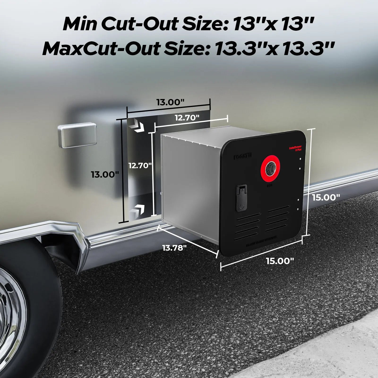 Fogatti InstaShower 8 Plus, 55,000 BTU RV Tankless Water Heater with Door