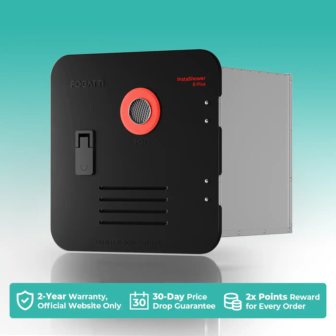 Fogatti InstaShower 8 Plus, 55,000 BTU RV Tankless Water Heater with Door