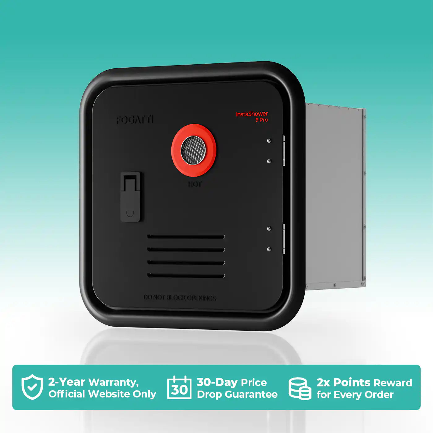 Fogatti InstaShower 9 Pro, 66,000 BTU RV Tankless Water Heater with Mixing Tank