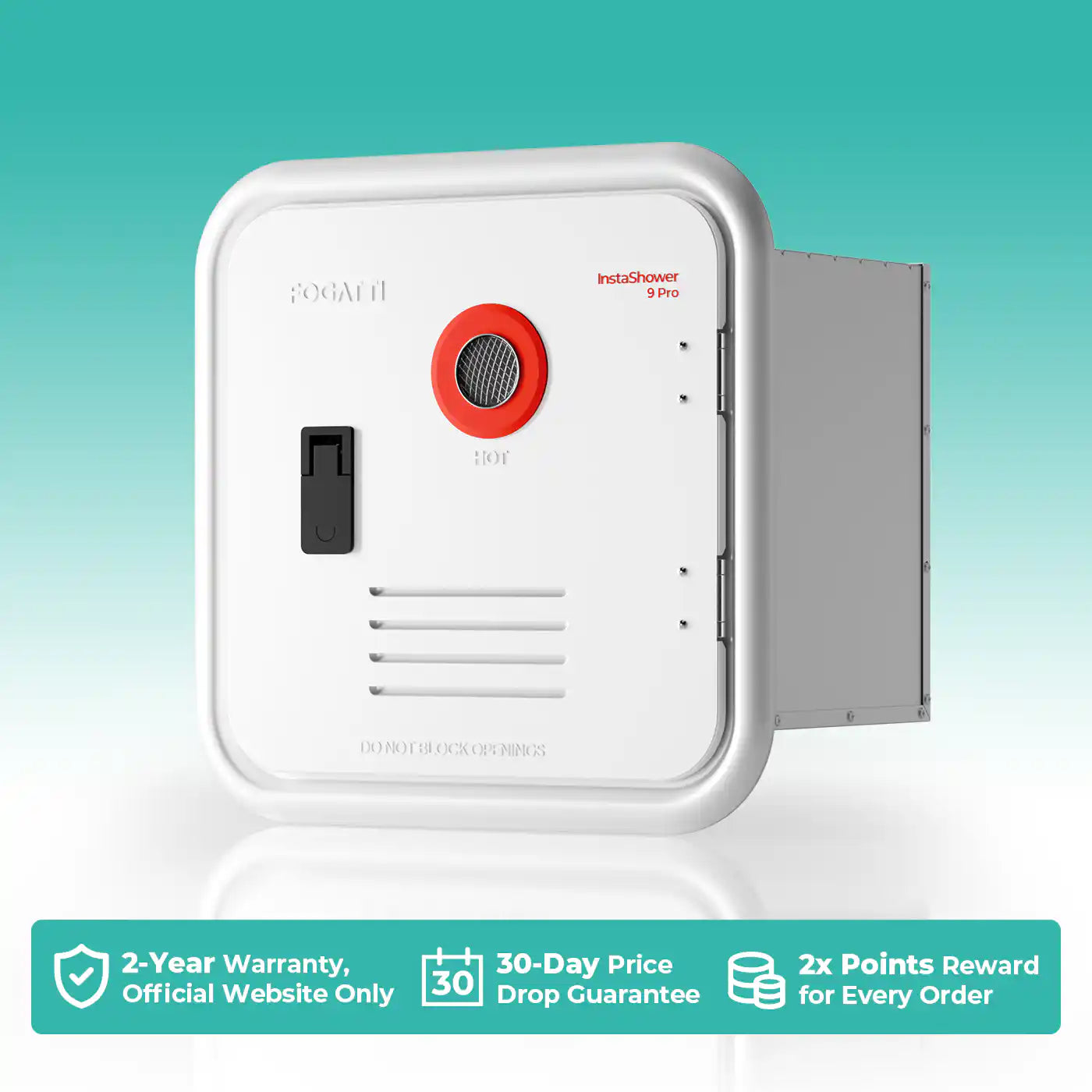 Fogatti InstaShower 9 Pro, 66,000 BTU RV Tankless Water Heater with Door & Mixing Tank