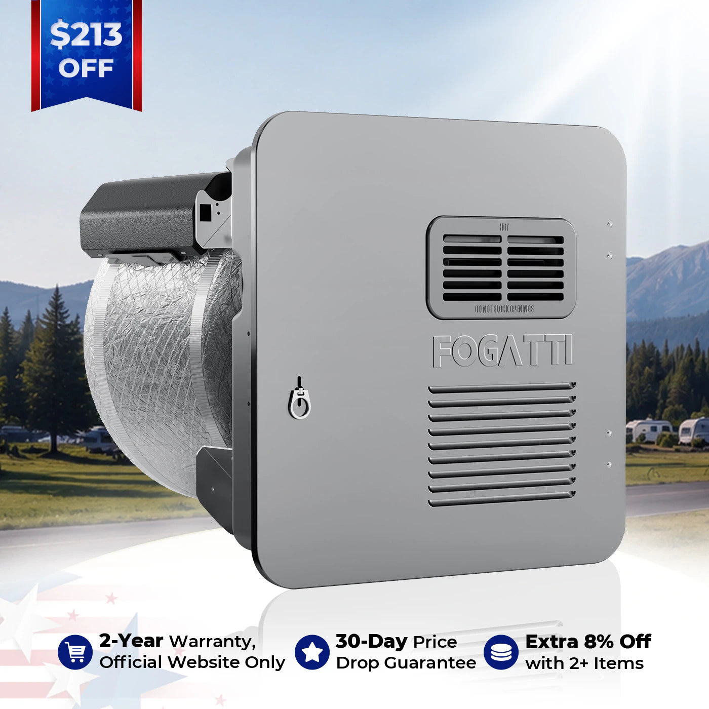 FOGATTI HybridShower 10 Gallon RV Hot Water Heater, Propane/Electric Heating, Bulit-in Lifetime Anode Rod-HybridShower 10 Ultra