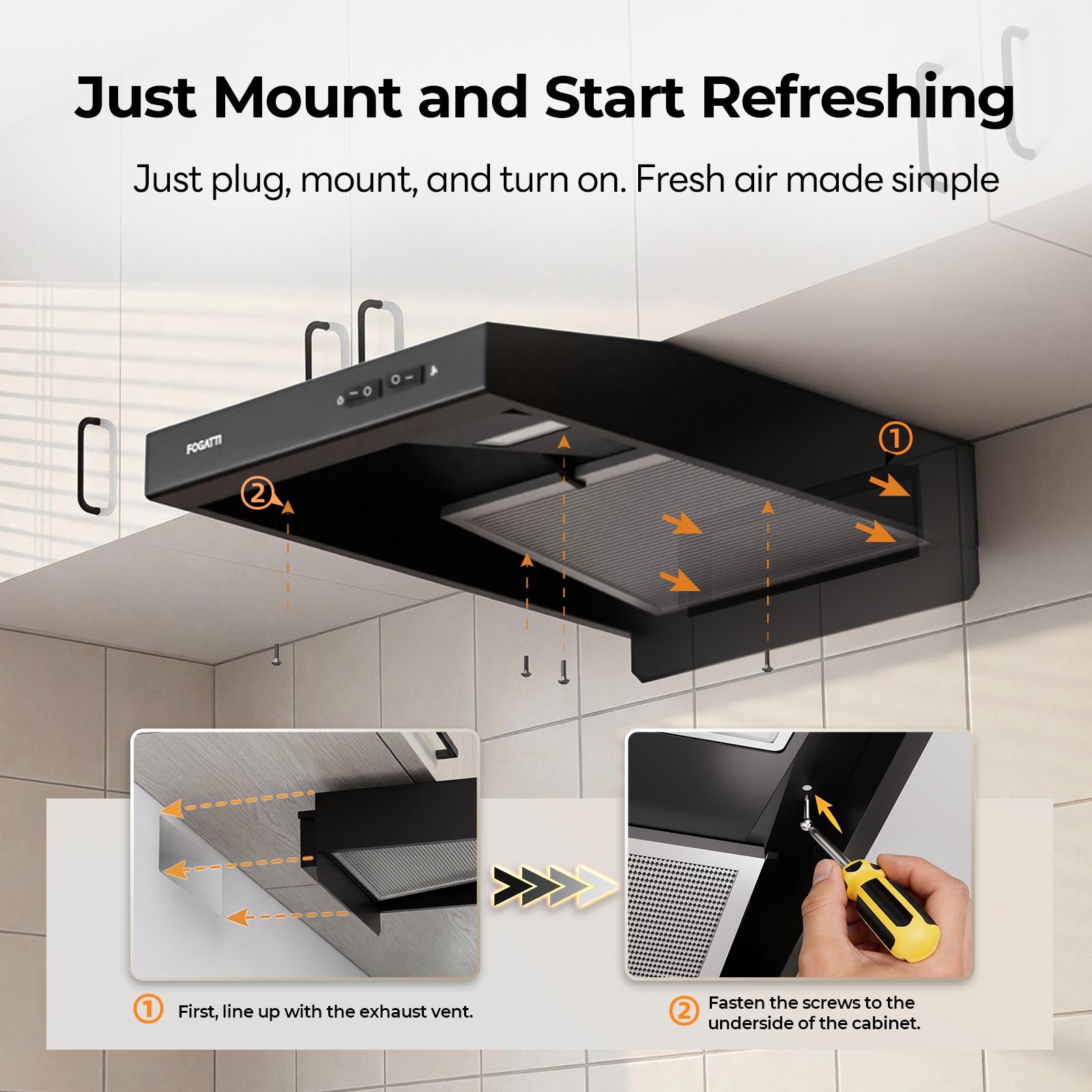 FOGATTI RV Range Hood 22 Inch with Powerful Suction | Non-Ducted / Ducted