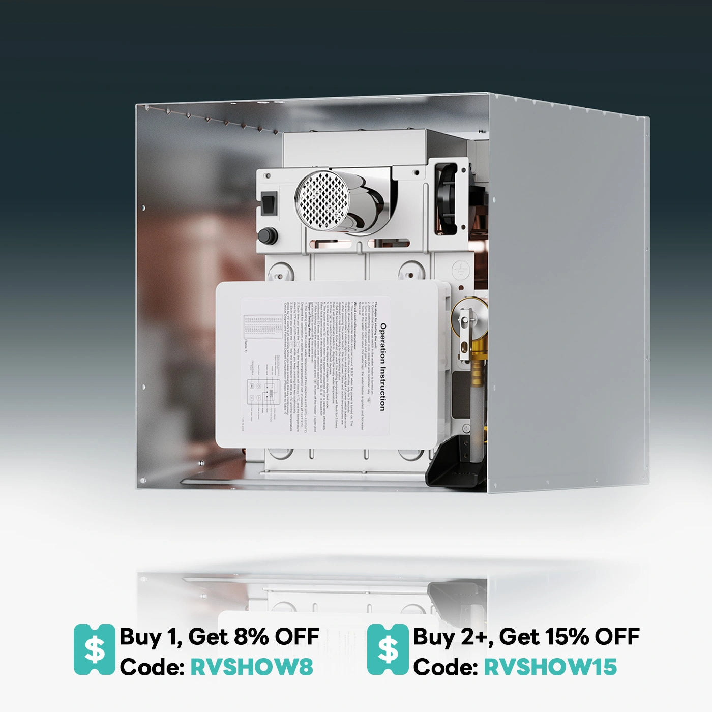 Fogatti RV Tankless Water Heater InstaShower 7, 48,000 BTU Heating, Energy Saving Modle