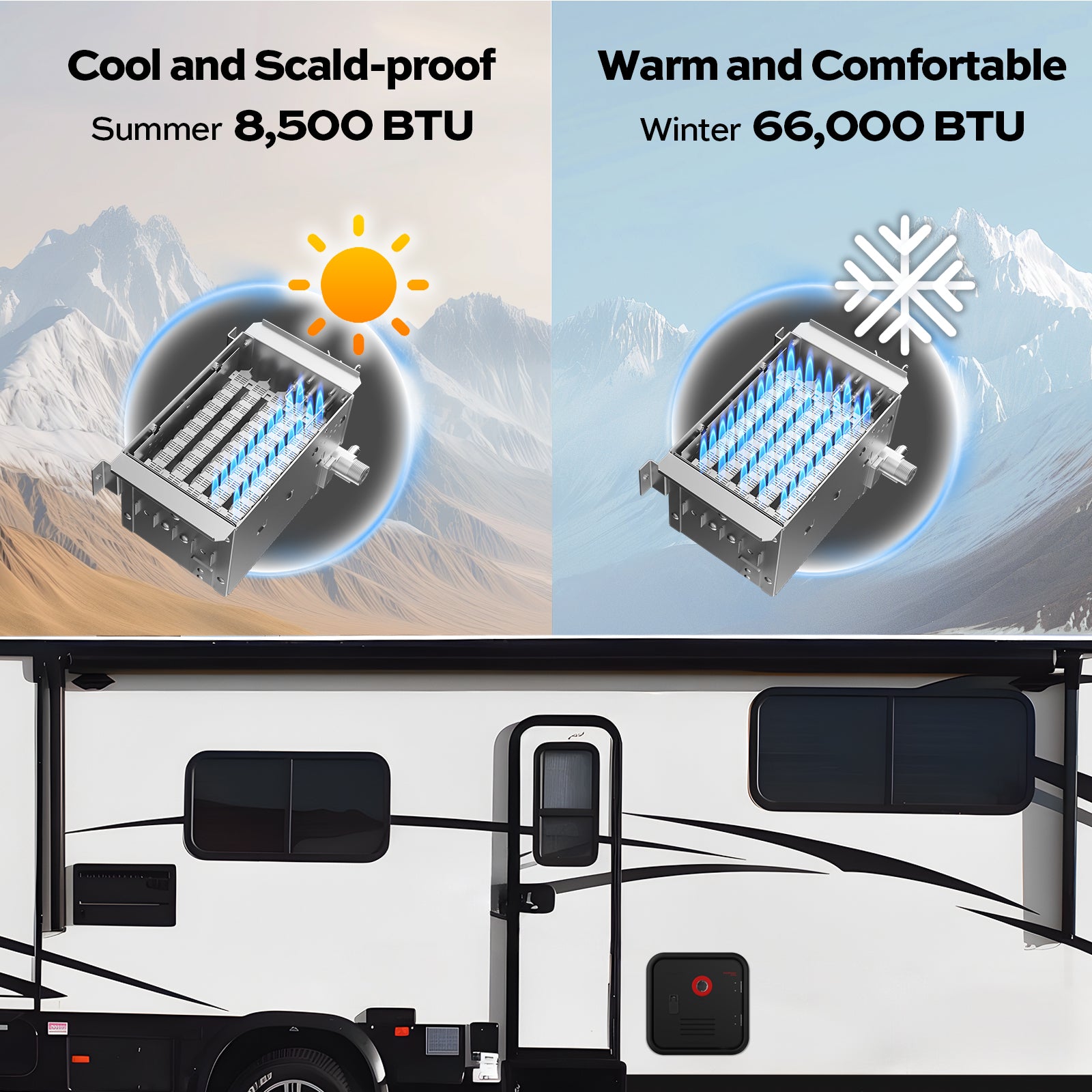 Fogatti InstaShower 9 Pro, 66,000 BTU RV Tankless Water Heater with Mixing Tank