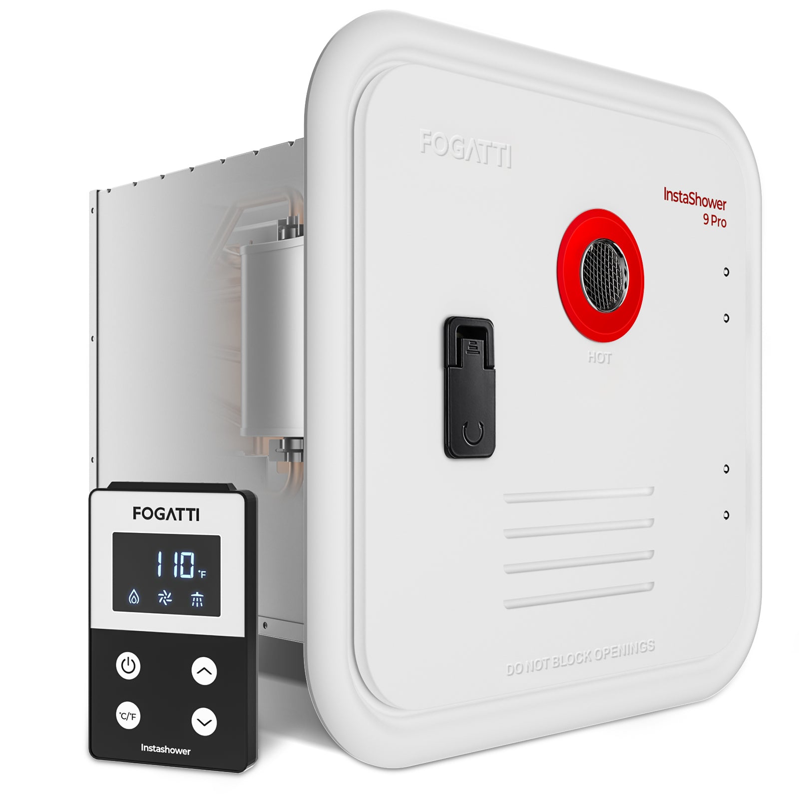 Fogatti InstaShower 9 Pro, 66,000 BTU RV Tankless Water Heater with Mixing Tank