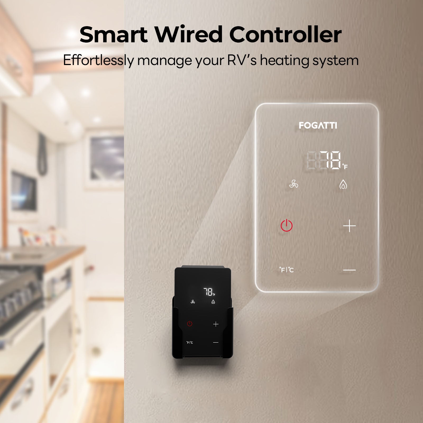 Fogatti InstaHeat 30K BTU RV Furnace, Ducted Propane Heater with Smart Remote Control,12V DC