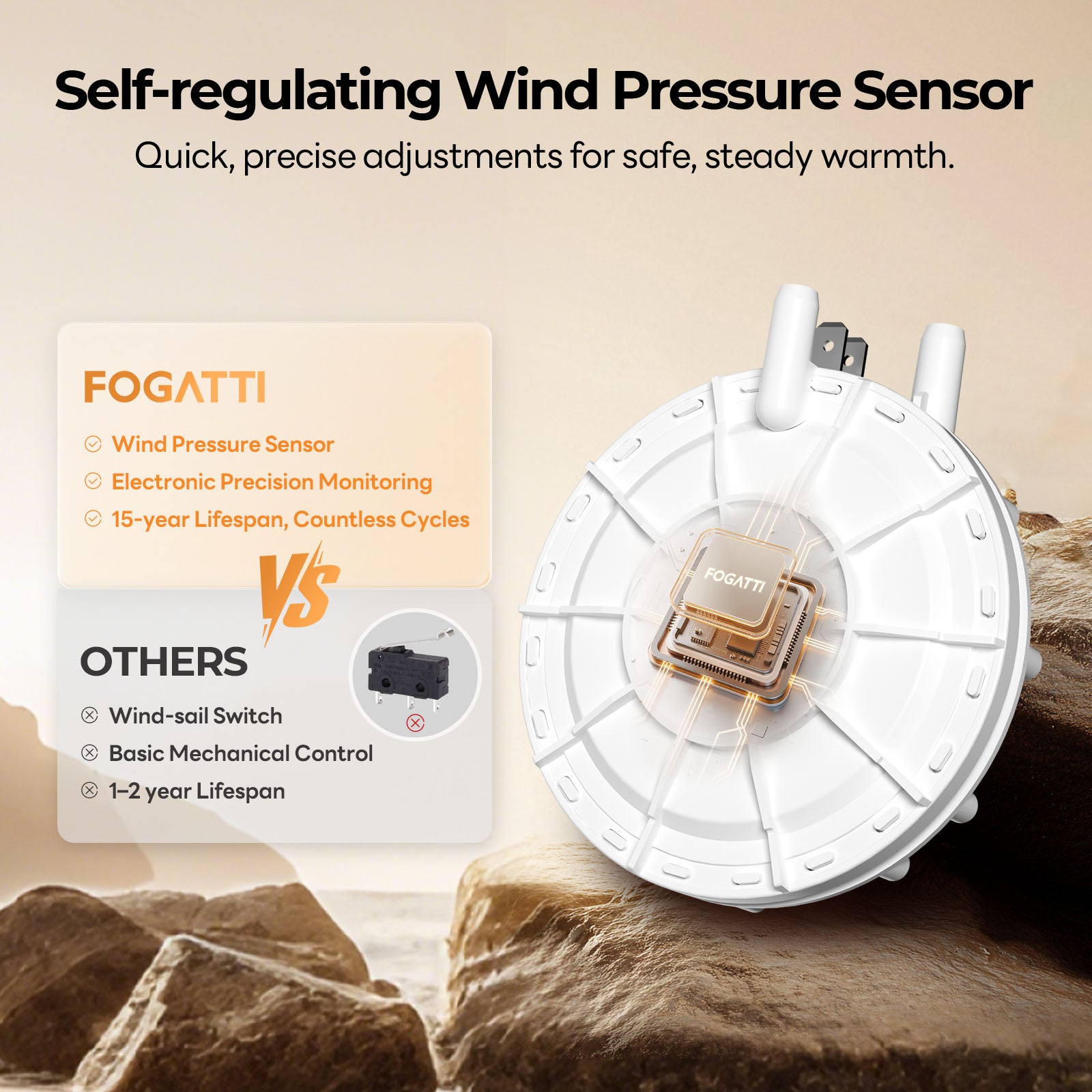 Fogatti InstaHeat 30K BTU RV Furnace, Ducted Propane Heater with Smart Remote Control,12V DC