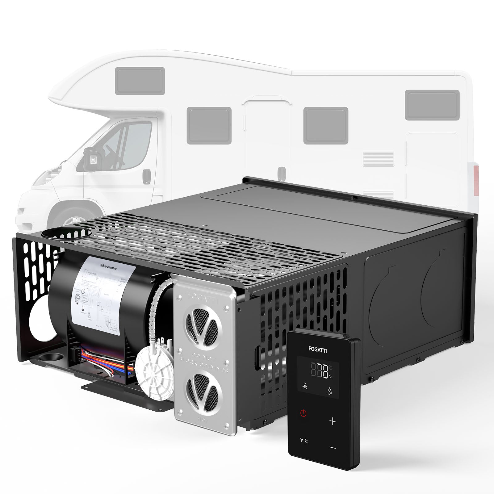 Fogatti InstaHeat 30K BTU RV Furnace, Ducted Propane Heater with Smart Remote Control,12V DC
