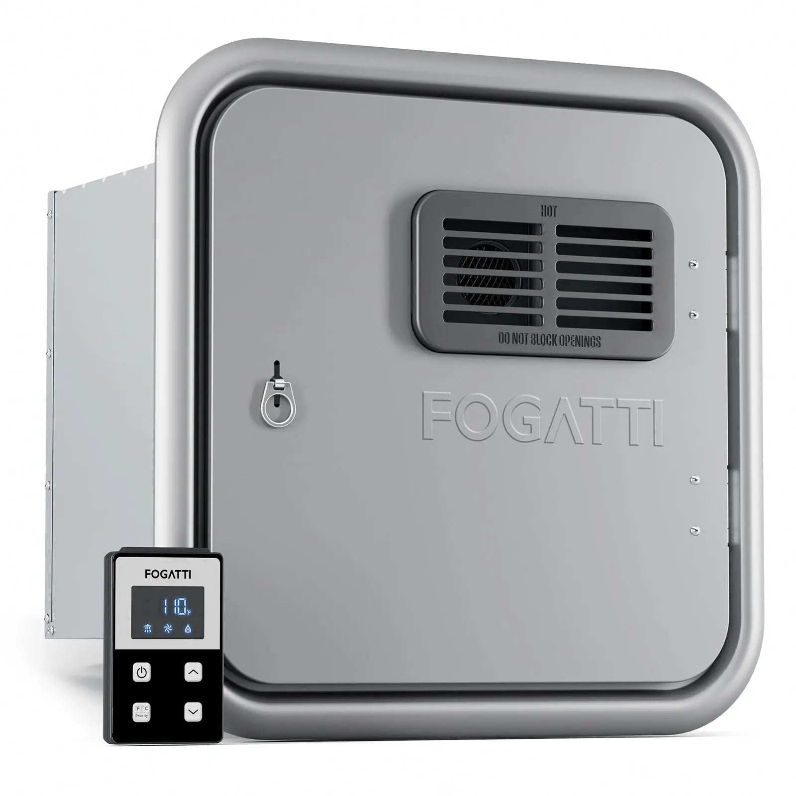 Fogatti InstaShower Ultra, 66,000 BTU, 0.5-3.9 GPM Propane RV Tankless Water Heater with Gray Door & Mixing Tank (Supreme Series)