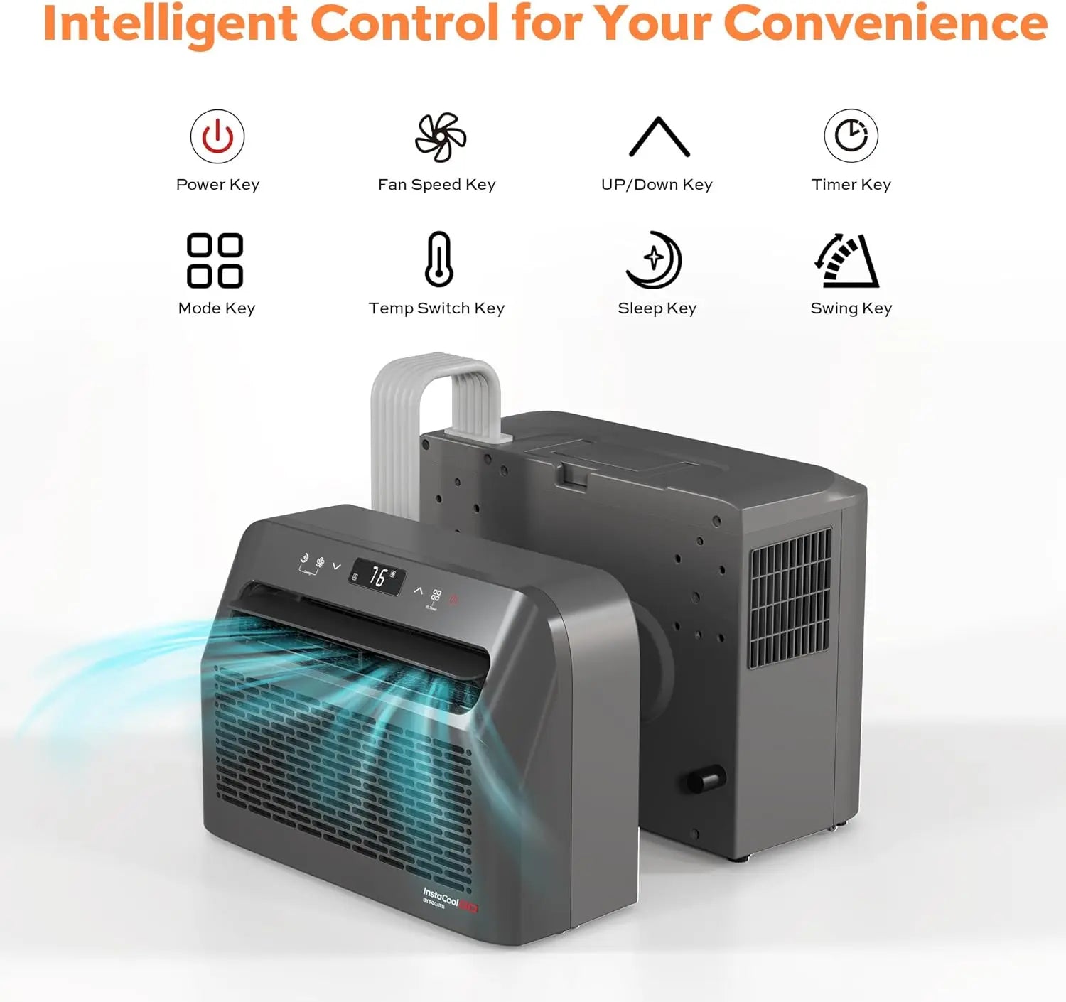 Fogatti InstaCool Go Portable Window Air Conditioner, 6500 BTU Mini Split, U Shaped