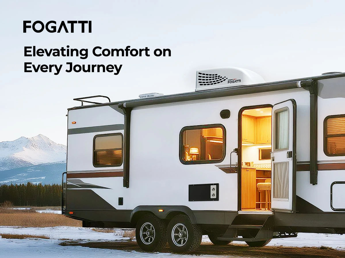 Powerful 30,000 BTU Fogatti furnace ensures comfortable heating during RV travels.