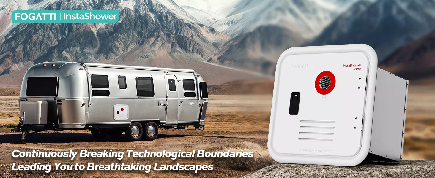 Fogatti InstaShower 9 Pro RV Tankless Water Heater - 66,000 BTU with door & mixing tank.