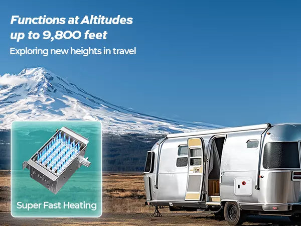 Fogatti RV water heater works at high altitudes (9,800ft) with rapid heating