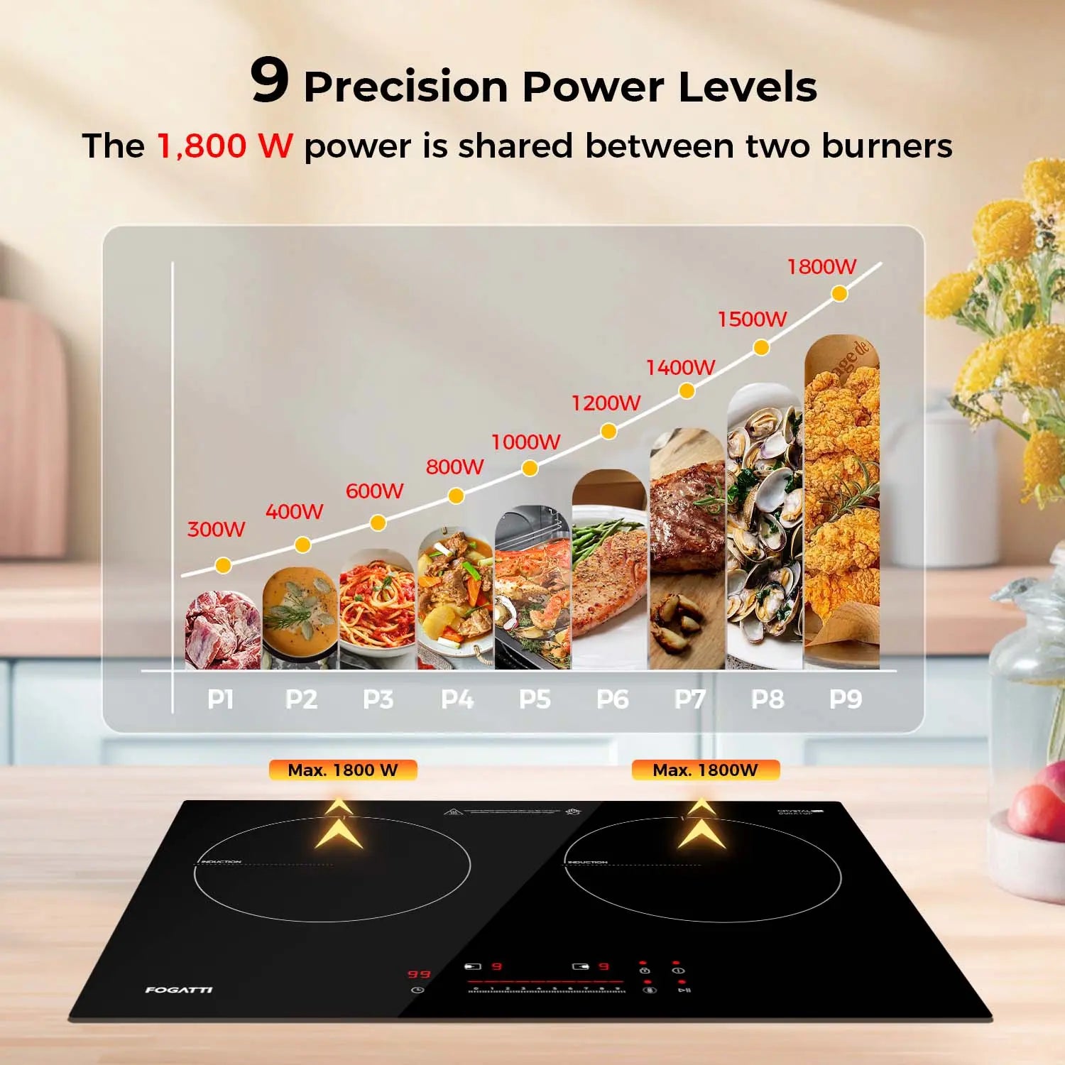 Fogatti RV Electric Induction Cooktop Double Burner