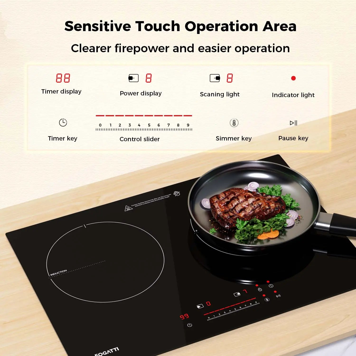 Fogatti RV Electric Induction Cooktop Double Burner