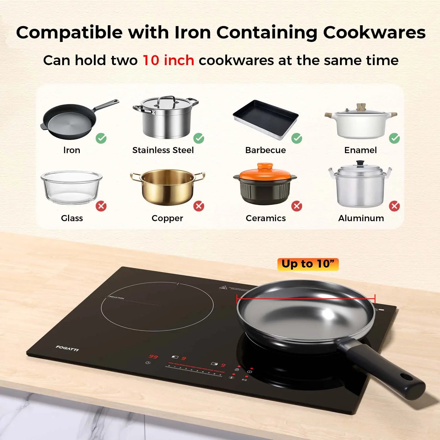 Fogatti RV Electric Induction Cooktop Double Burner