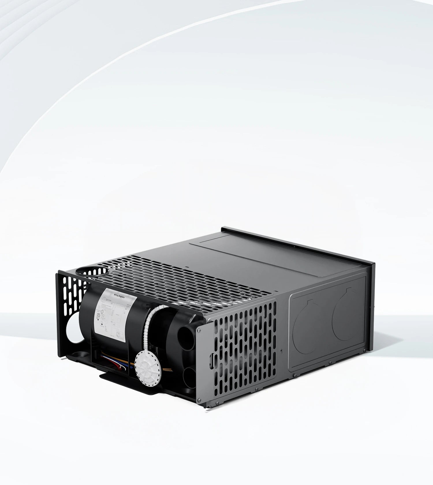Fogatti RV LP Gas Furnace on gray background.