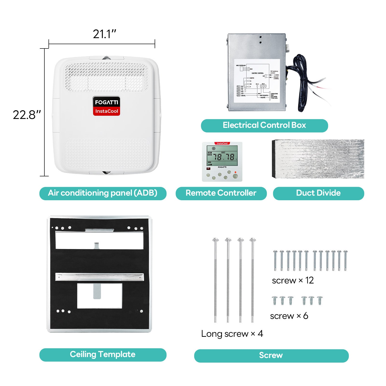 Open Box - Fogatti RV Rooftop Air Conditioner ADB Package Only