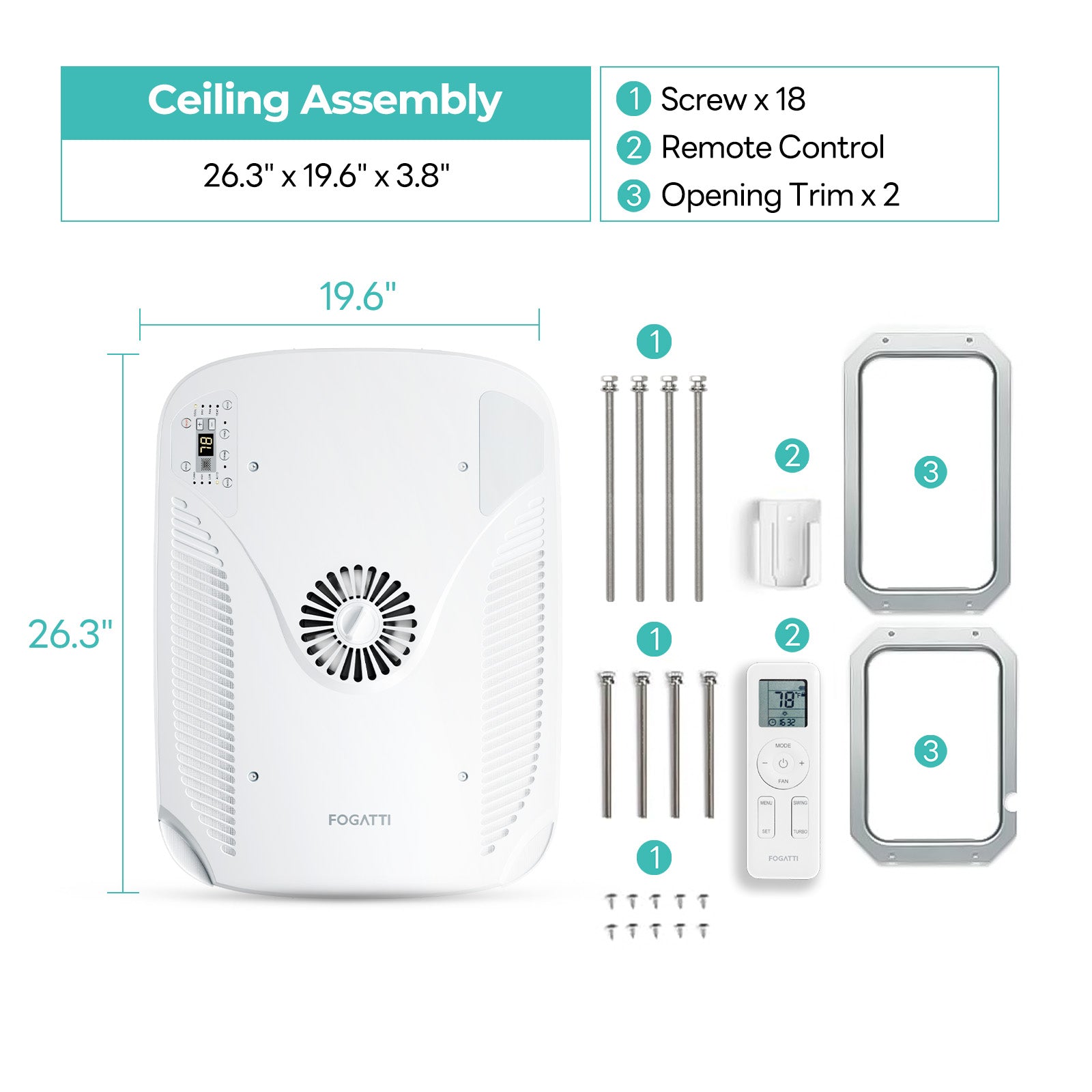 Open Box - Fogatti RV Rooftop Air Conditioner ADB Package Only