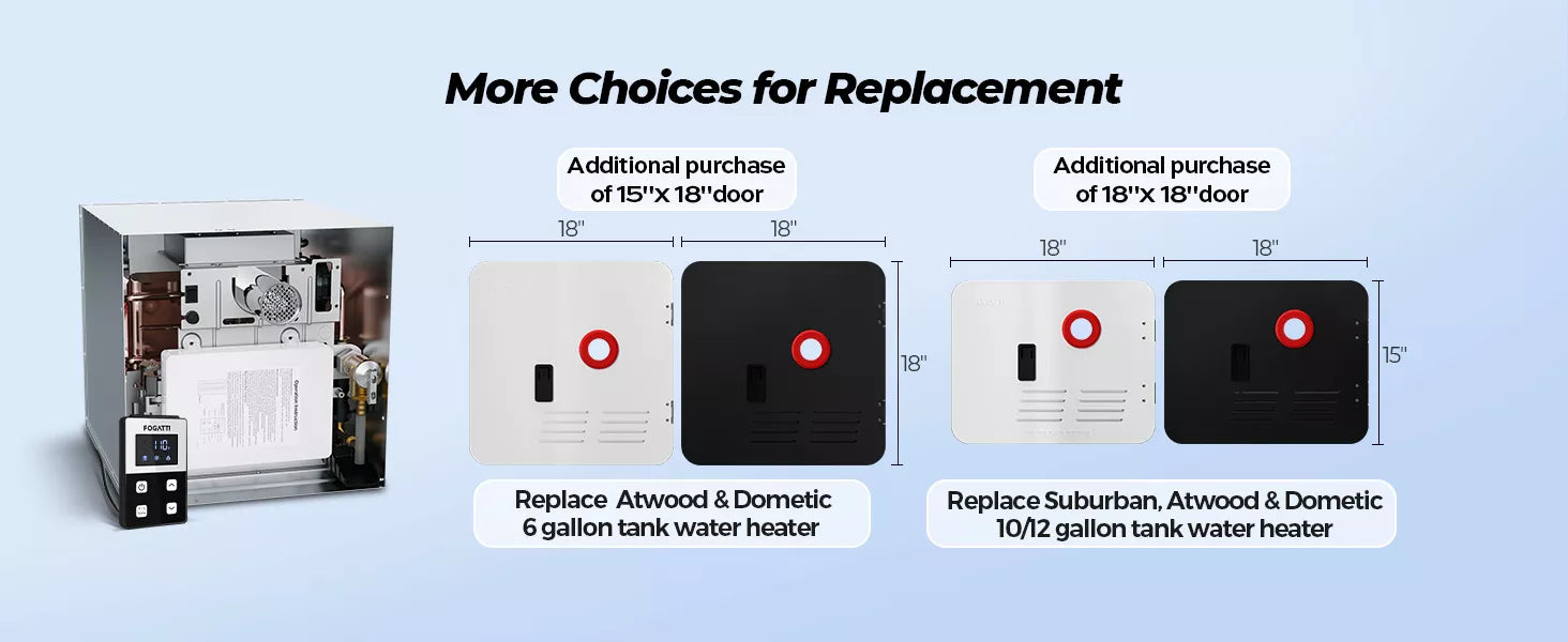 Fogatti InstaShower 7: Replacement kit for Atwood/Dometic/Suburban RV tank heaters (6-12 gallon models).