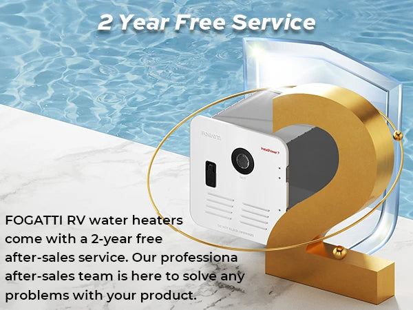 Fogatti tankless water heater backed by 2-year warranty with expert support.