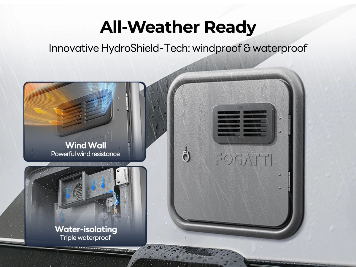 Fogatti Ultra heater's HydroShield-Tech provides waterproof/windproof performance in any weather.
