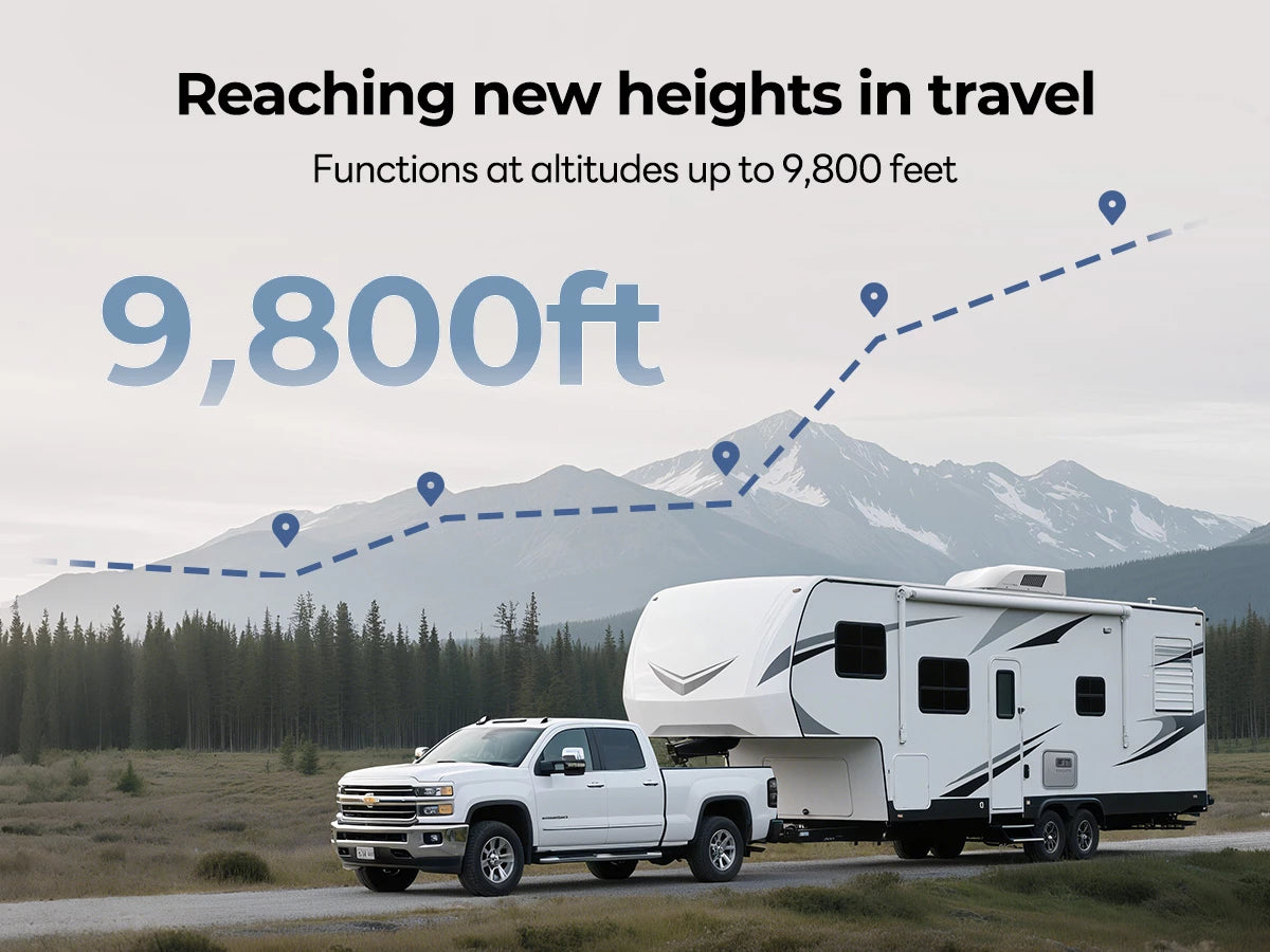Fogatti Ultra heater works at 9,800 ft elevation - perfect for mountain RVs.